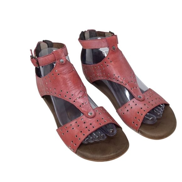 Roan by Bed Stu Kit Cutout Gladiator Leather Sandals Ankle Zip Back Size 7 Flats - Picture 2 of 12